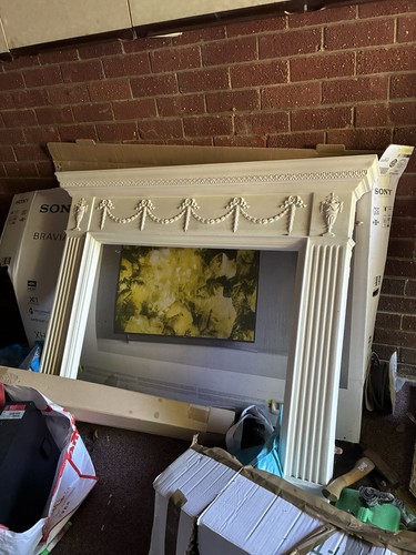 White fireplace surround - white,