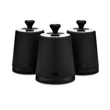 Tower Sera Tea Coffee Sugar Canisters in Black with Black Smoked Trim