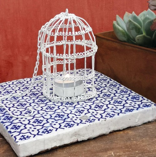 Hanging wire bird cage tea - hanging,