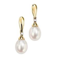 9ct gold pearl and diamond - and,