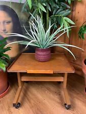 MID CENTURY VINTAGE SMALL TEAK PLANT STAND TROLLEY COFFEE SIDE TABLE 13x15x12
