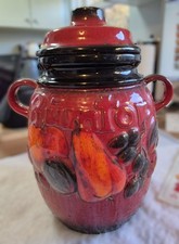 West German Ceramic Rumtopf  820-28 Red Storage Jar Pot Retro Scheurich Keramik