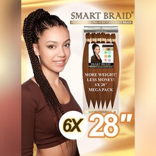 Smart Braid Pre-Stretched 6 in 1 Pack 28" Pre-Pulled Ultra Braiding Hair UK