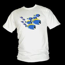 Blue Tang Fish shoal - Scuba Diving fish & reef 100% cotton mens t-shirt