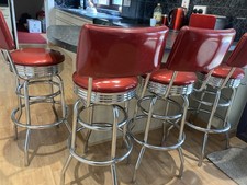 Retro Bar Stools American Diner Red Chrome x 4 Also matching picture 