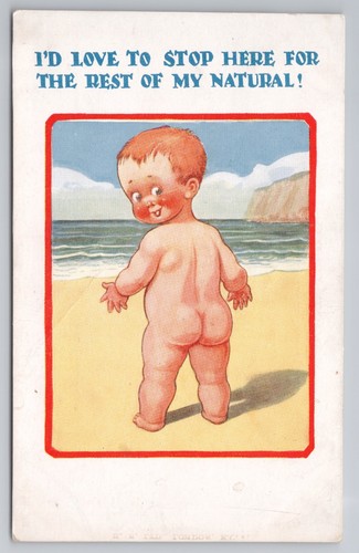 Cheeky comic seaside baby