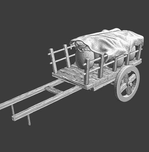 28mm medieval small wagon - small,