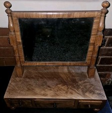 A Georgian Burr Walnut Dressong Table Mirror With Drawers