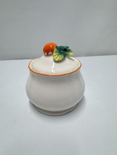 Vintage Ceramic Marmalade Jam Pot – Handpainted Orange Fruit with Lid