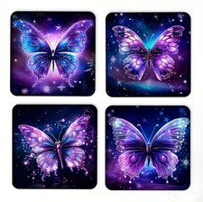 Purple Butterflies Set of 4