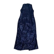 Vintage Blue Sequin Maxi Dress with Slit 10