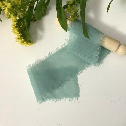 Sage green silk chiffon ribbon - sage,