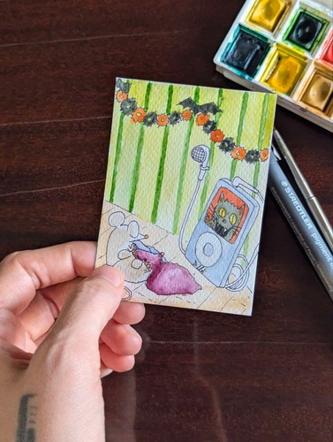 Aceo original watercolor - aceo,