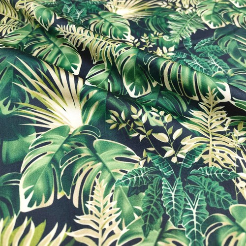 Green tropical leaf fabric - green,