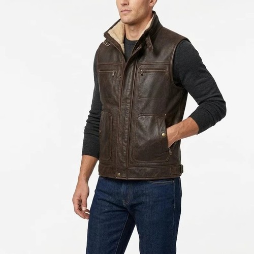 Men brown sheepskin - brown,