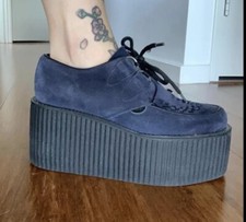 Platform Unisex Shoes Undergroud Triple Sole Wulfrun Blue Suede Creepers UK Punk