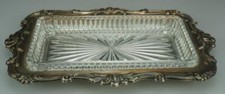 Vintage Silverplate Relish Dish Pressed Glass Insert Unbranded SC80