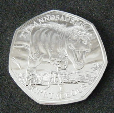 2024 Tyrannosaurus Dinosaur 50p Coin BU Natural History Museum - T-Rex