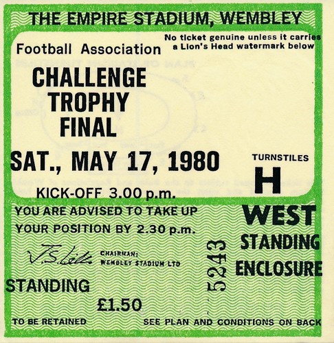 Ticket trophy final 1980 - fa,