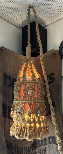 Vintage macrame hanging light - vintage,
