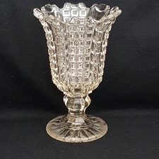 large heavy Vintage Pressed Glass pedestal Celery Vase