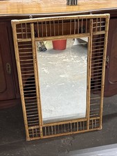 Bamboo Wall Mirror with Geometric Lattice Design, 1970