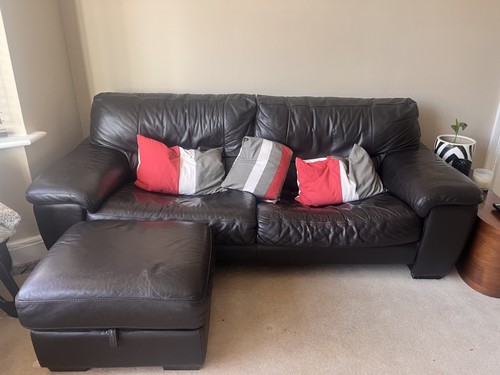 Leather sofa three - two, seater