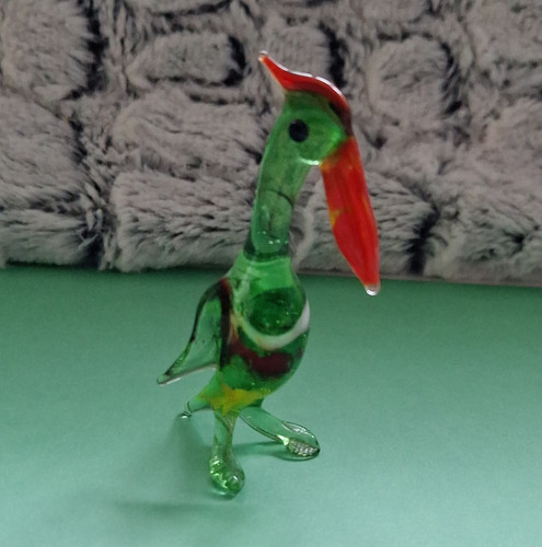 Glass bird figurine - bird, red