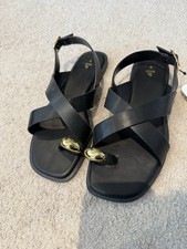 sainsburys TU womens black faux leather sandals size 5 brand new with tags