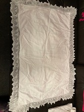 Antique White Bolster Cover Cot Duvet Cotton Linen large Pillowcase c 1920