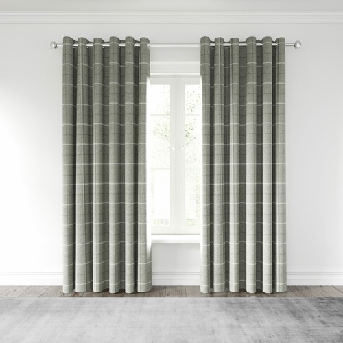 Grey check curtains - grey, harper