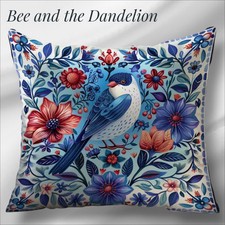 Gorgeous Blue Bird Floral Cushion COVER 45cm x 45cms