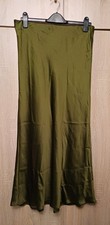 BNWT Next Women's Skirt Olive Green Satin Polyester Long Maxi Size 14