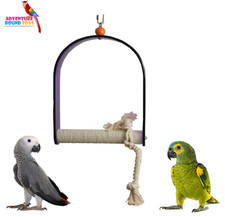 LARGE ACRYLIC BIRD PARROT AFRICAN GREY 32CM HANGING CAGE TRIMMING SWING