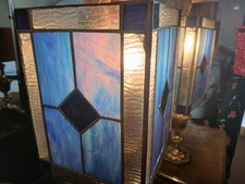 Blue and clear glass Leaded Style Pendant lantern