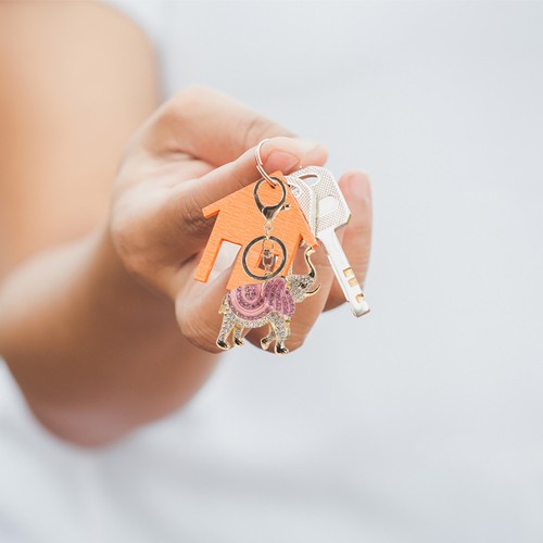 Crystal key ring animal - crystal,