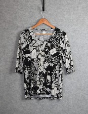 Kim & Co 3/4 Sleeve Foil Top Black Size XS