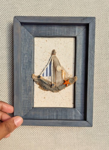 Driftwood sailboat framed - driftwood,