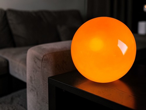 Orange glass globe floor - glass,