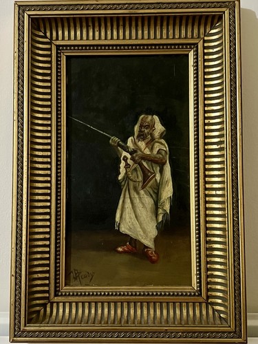 Antique oil painting african - antique,