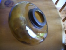 ANTIQUE AMBER GLASS OIL LAMP