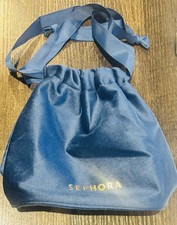 Sephora Blue Velvet Drawstring Makeup ToiIetries Bag Pouch Gift Velour