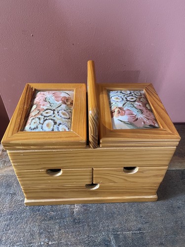 Vintage wooden sewing box - sewing,