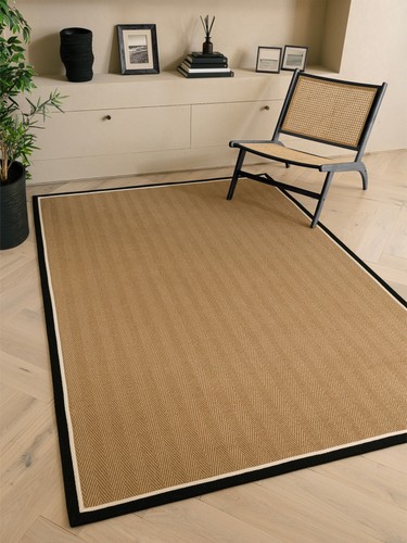 Bordered jute hallway - jute, runner