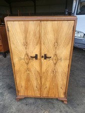 Art deco1920's  walnut small gentleman's wardobe shelves hanging