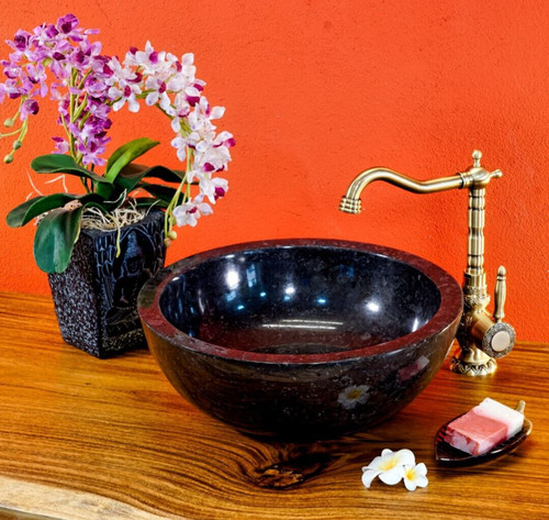 Faucet sink black marble stone - marble,
