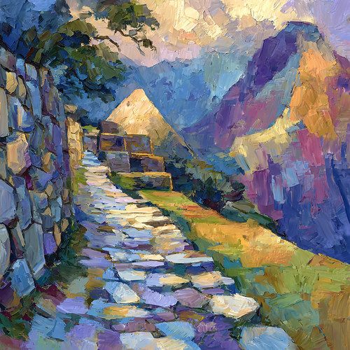 Inca trail peru 24x24 giclée - trail,