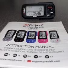 3D Trisport Digital Pedometer with Clip and Strap Black With Instructions