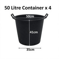 4 x 50 Litre Plant Tree Pot With Handles Heavy Duty 50L Lt Big Large Plastic