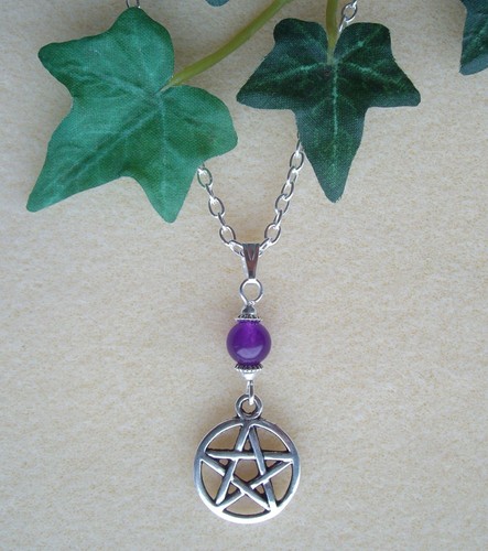 Pentagram and amethyst bead - amethyst,